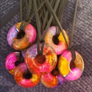 Multi-colored alcohol inks resin necklaces
